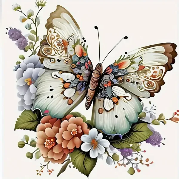 Diamond Painting vlinder 20x20cm (rond)