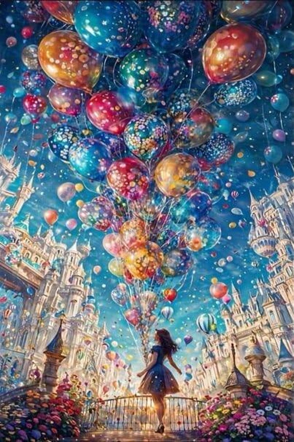 50x40cm Diamond Painting meisje ballonnen nr 958