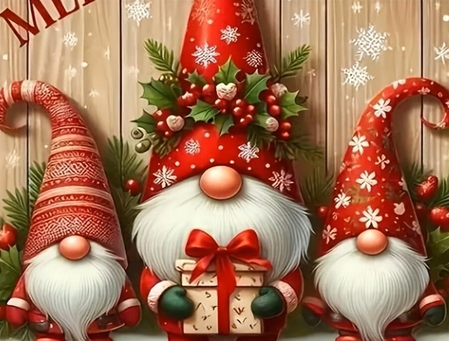 nr 257 Diamond Painting kerst kabouters 40x30cm (rond)