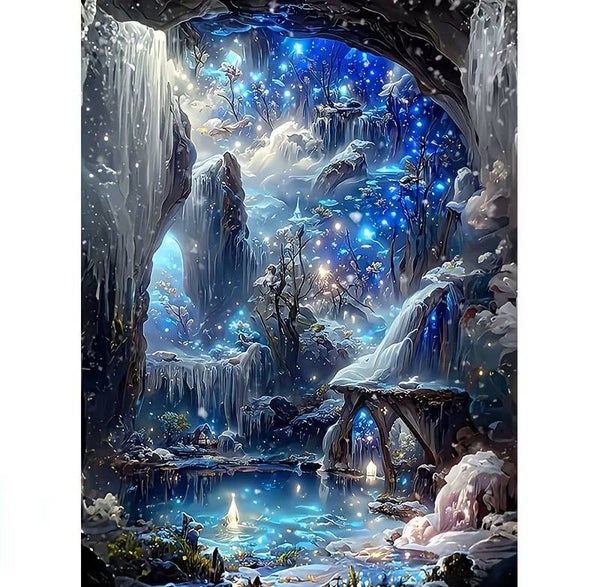 nr 288 Diamond Painting watervallen landschap 40x30cm (rond)