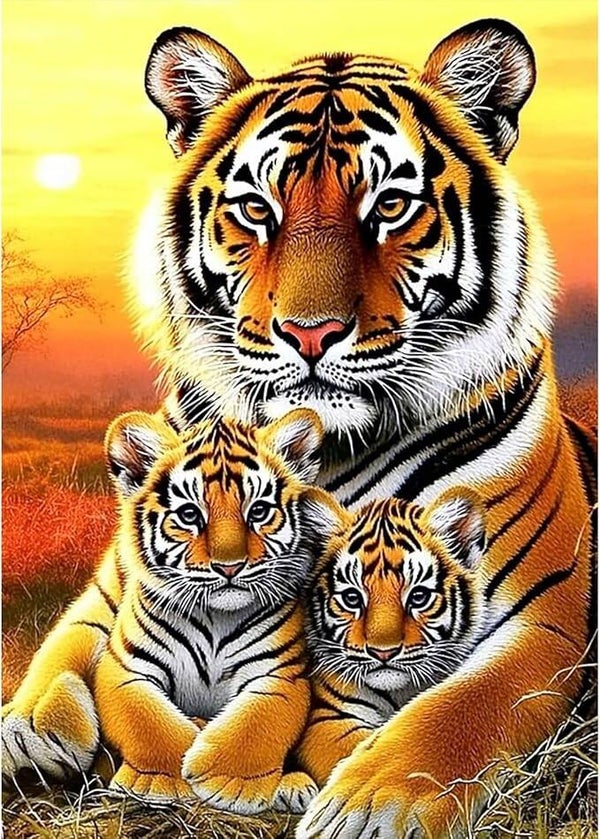 nr 2094 Diamond Painting Tijger familie 30x20cm (rond)