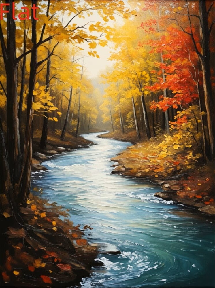 nr 370 Diamond Painting bos meer herfst 30x20cm (rond)