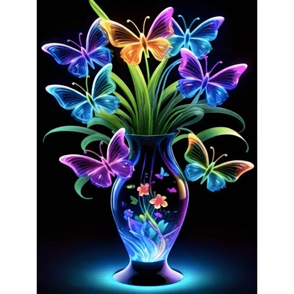 nr 269 Diamond Painting vlinder boeket 40x30cm (rond)