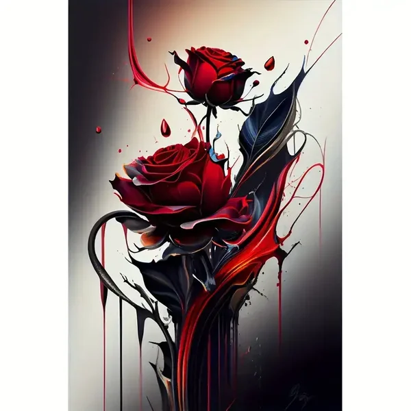 Diamant Painting rode rozen 20x25cm (rond)