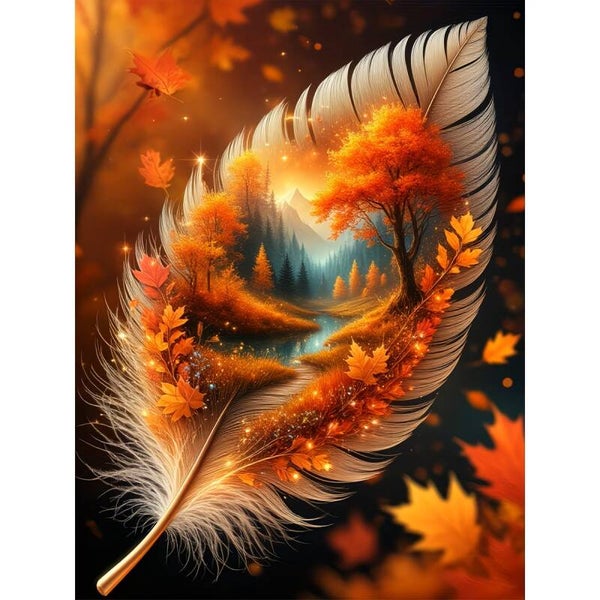 nr 71 Diamond Painting veer met landschap 50x40cm (vierkant)