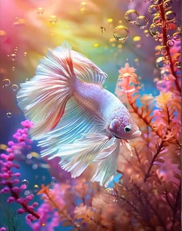 nr 126 Diamond Painting betta vis 50x40cm (rond)