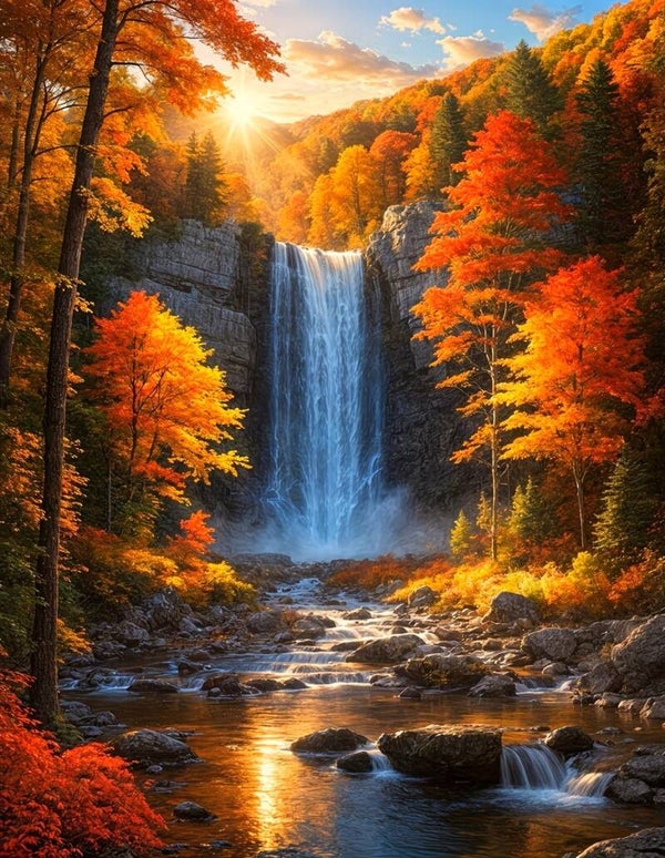 nr 177 Diamond Painting waterval bos 40x30cm (vierkant)