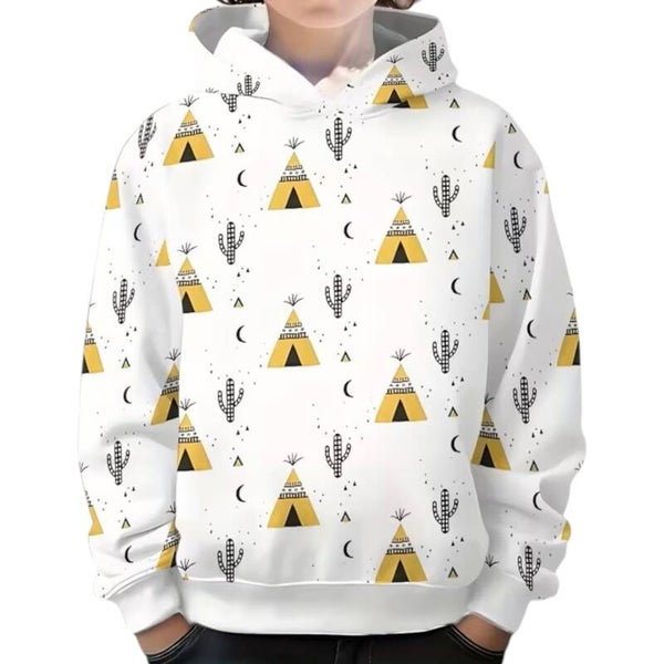 Wit shirt 86-92 met cactussen en indianen tenten print