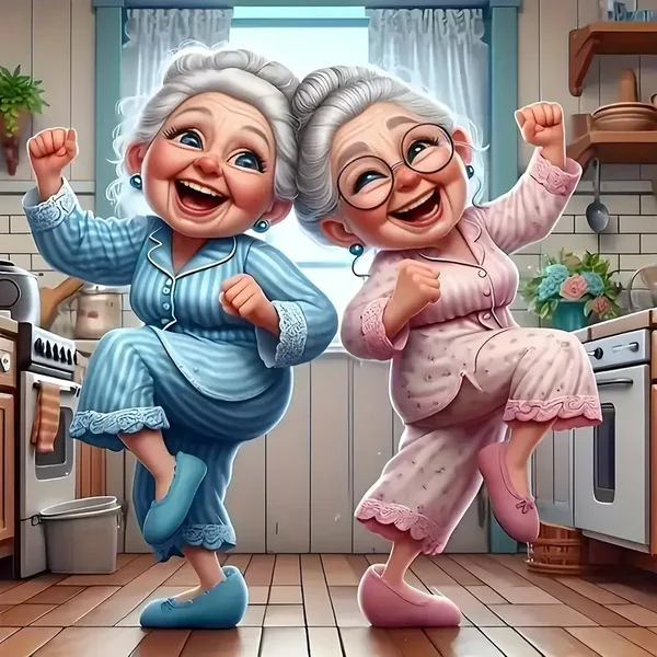 Diamond Painting dansende dames 20x20cm (ronde steentjes)