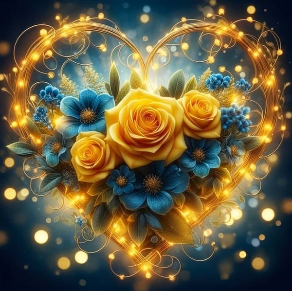 nr 605 Diamond painting rozen in hart 40x40cm (rond)