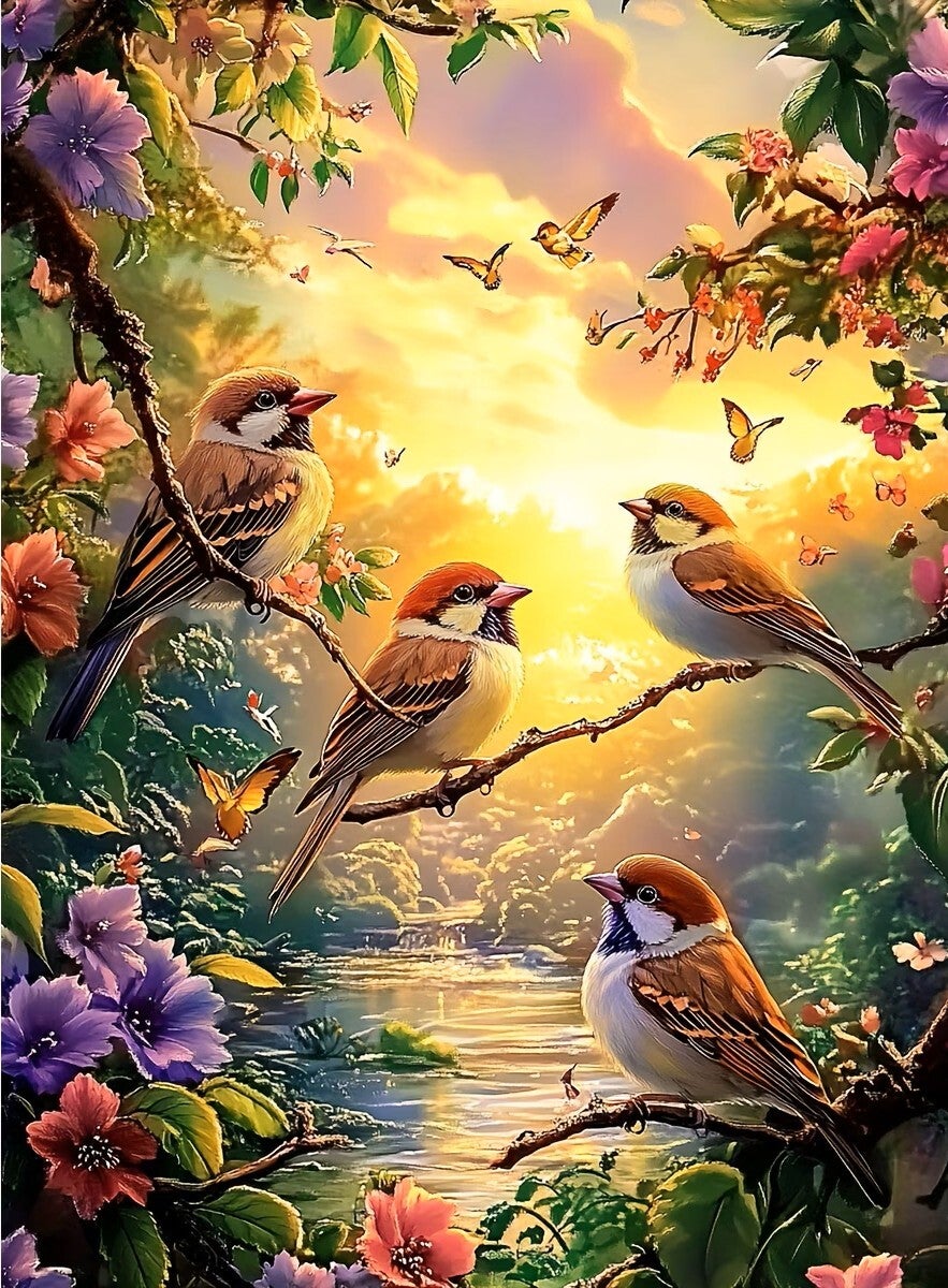 nr 24 Diamond Painting vogels 50x40cm (vierkant)