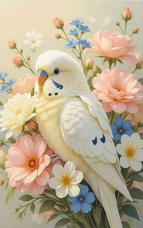 40x30cm Diamond Painting vogel pastel kleuren nr 692