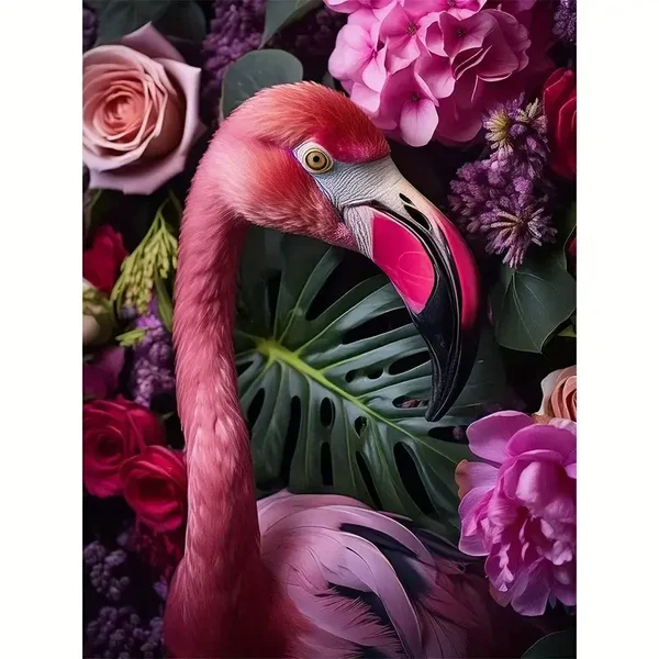 Diamond Painting set Flamingo 30x20cm (rond)