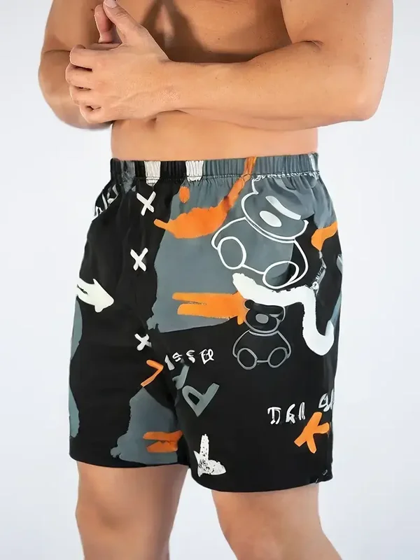 Strand short zwart grijs oranje M