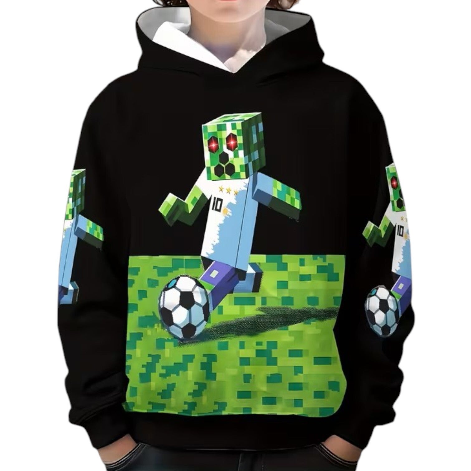 Nieuwe voetbal hoodie met minecraft patroon maat 80/92