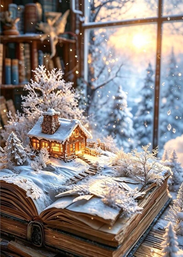 30x20cm Diamond Painting kerst boek (rond) nr 361