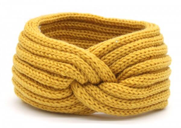 Haarband Twist Knitted Geel - Gebreide Haarband