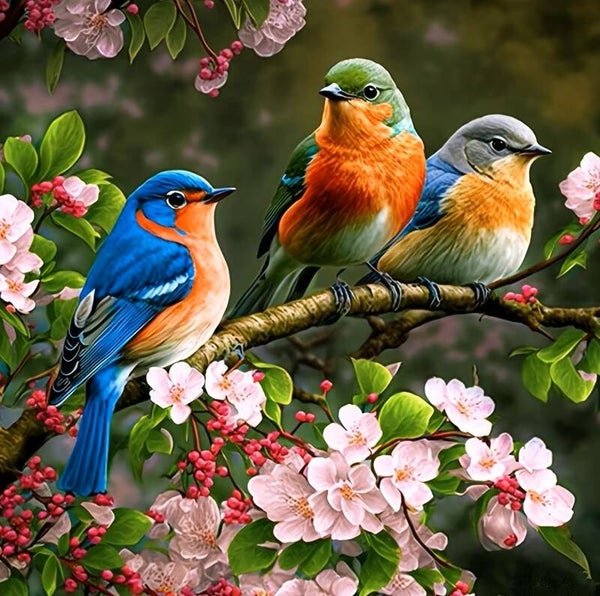 30x30cm Diamond Painting vogels op tak nr 333