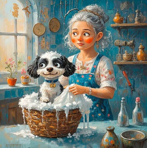 20x20cm Diamond painting gewassen hond nr 814