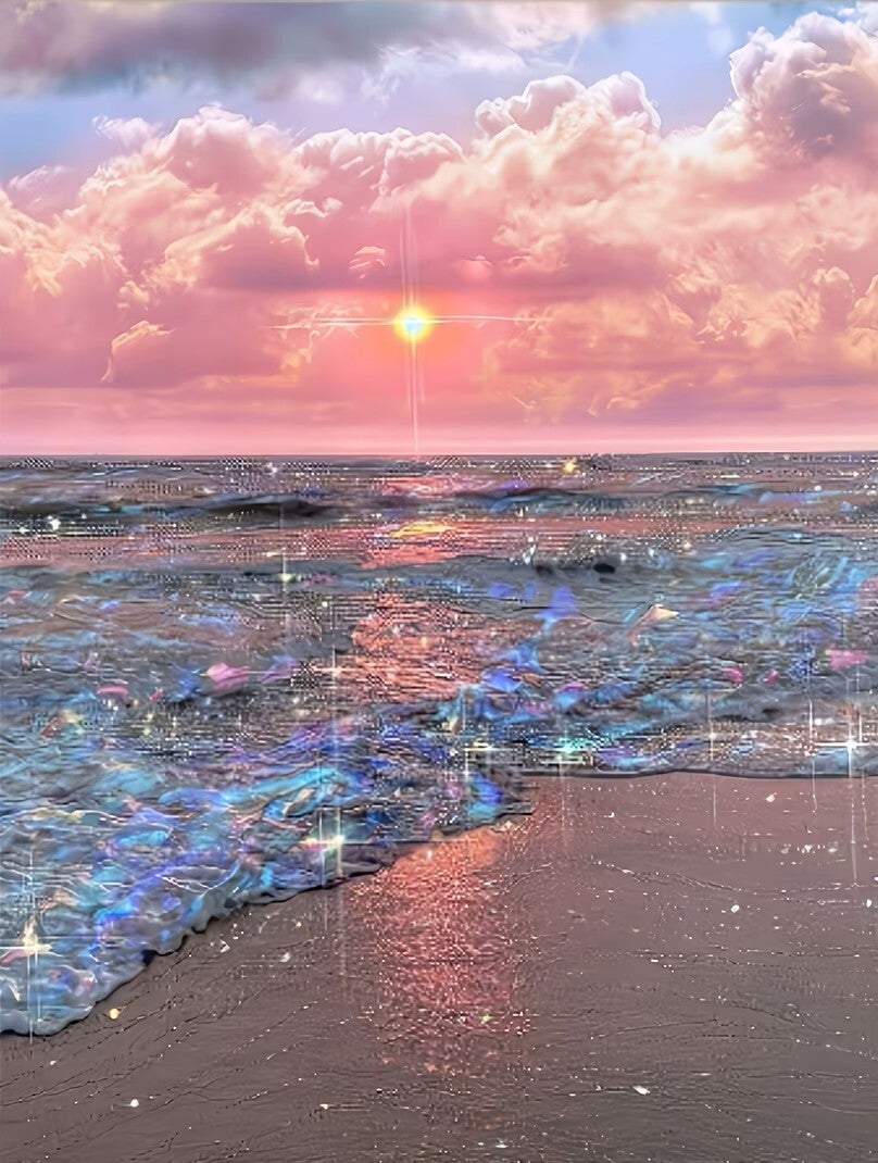 Diamond Painting strand roze lucht 40x30cm