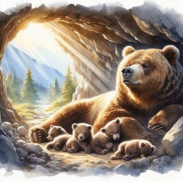 nr 323 Diamond Painting beren familie 30x30cm