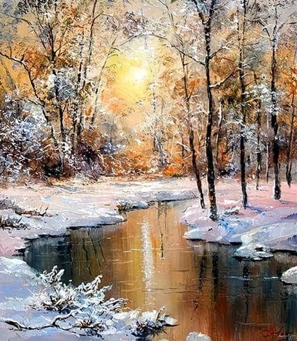 25x20cm Diamond Painting besneeuwd landschap nr 472