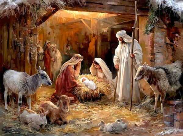 40x30cm Diamond painting kerst kindje kribbe nr 284