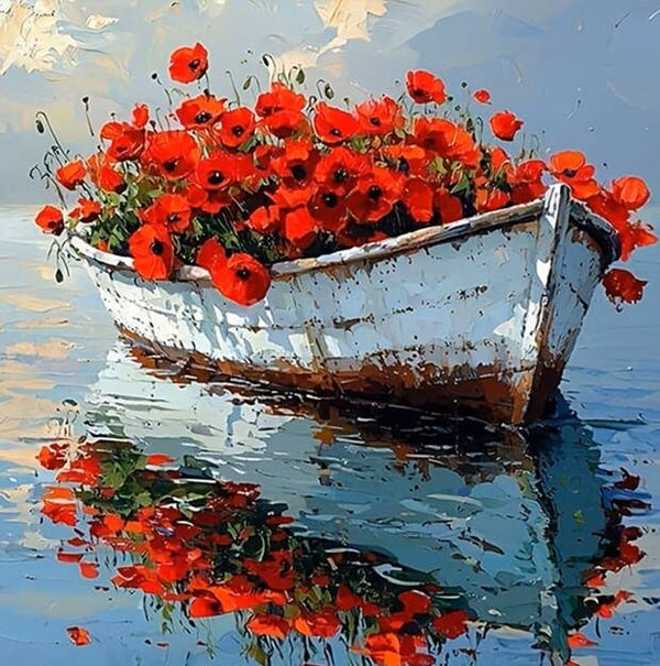 nr 349 Diamond Painting bloemen boot 30x30cm