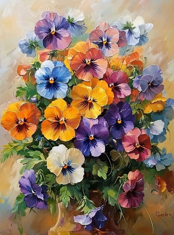 40x30cm Diamond Painting gekleurde bloemen (rond) nr 255