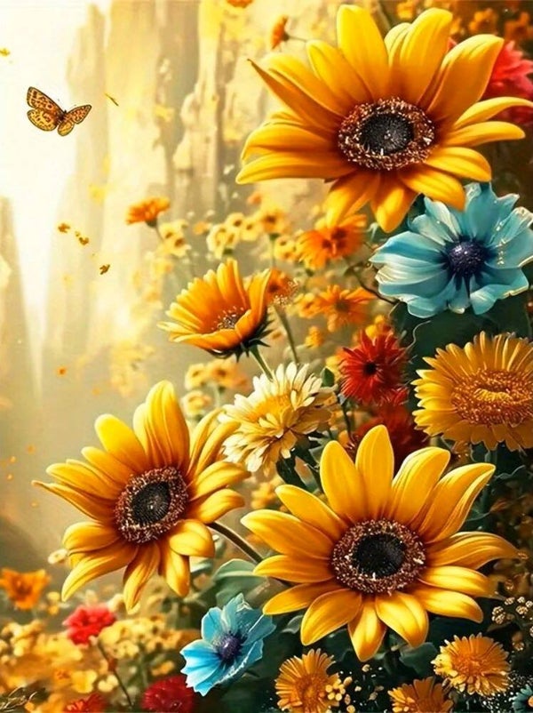 50x40cm Diamond Painting bloemen vlinders (vk) nr 1168