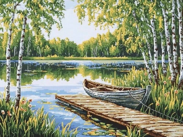 40x30cm Diamond Painting boot in meer (vierkant) nr 146