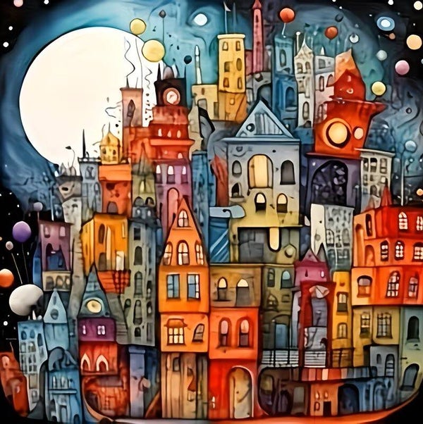 20x20cm Diamond painting gekleurde stad 811
