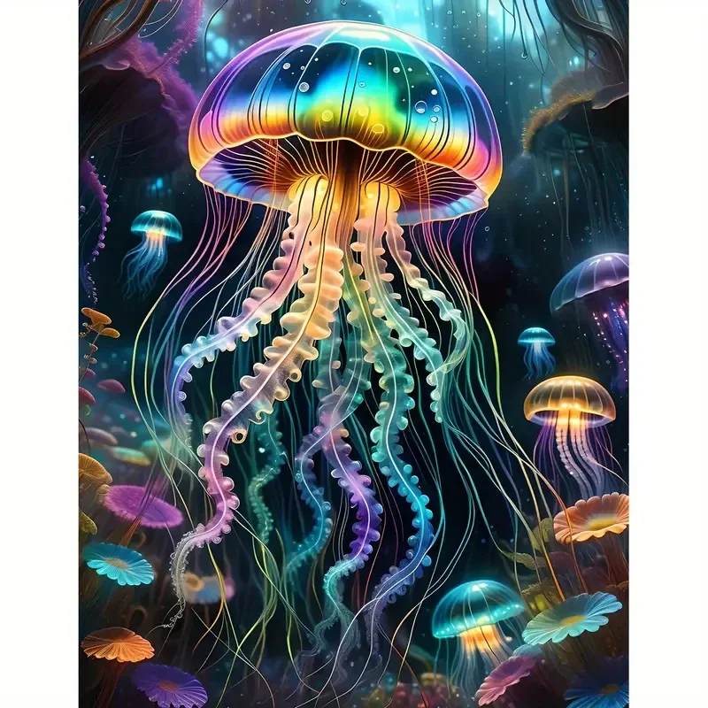 Diamond Painting gekleurde kwallen 30x20cm