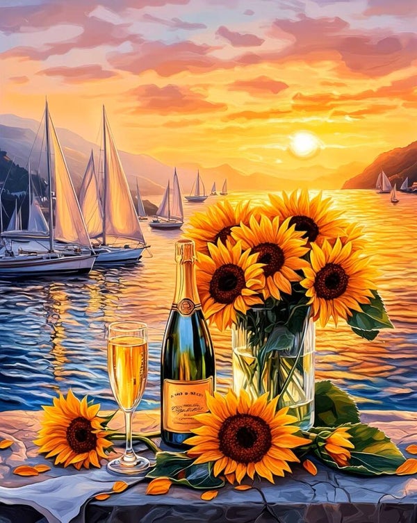50x40cm Diamond Painting zonnebloemen (vierkant) nr 28