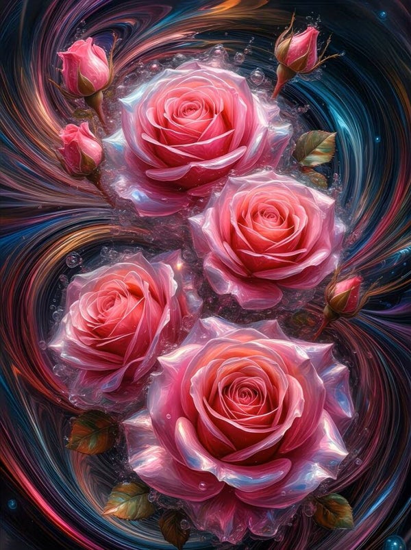 nr 182 Diamond Painting rozen 40x30cm (vierkant)