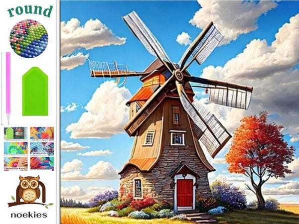nr 2048 Diamond Painting molen 40x30cm (rond)