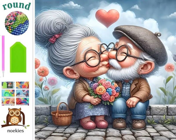 nr 579 Diamond Painting 40x40cm kussend stel (rond)