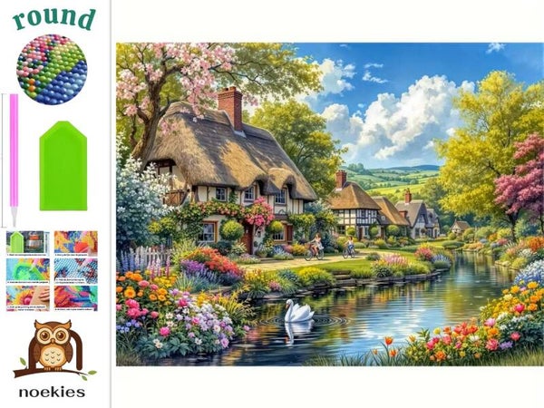 nr 85 Diamond Painting 50x40cm dorp weiland (rond)