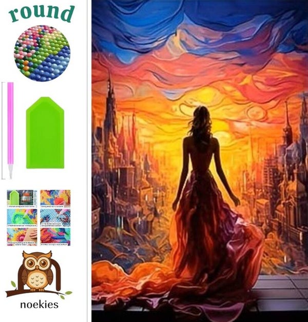 nr 669 Diamond Painting fantasie vrouw 40x30cm (rond)