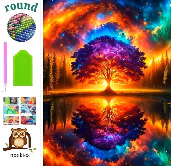 nr 88 Diamond Painting magische boom 50x40cm (rond)