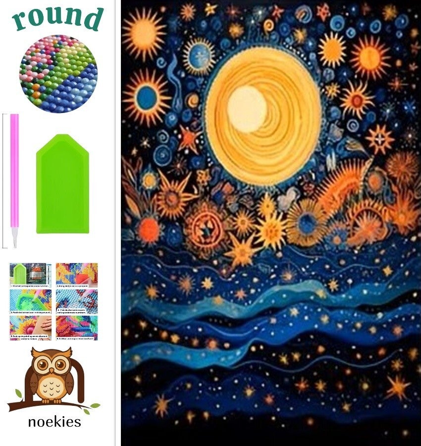 nr 673 Diamond Painting fantasie nacht 40x30cm (rond)