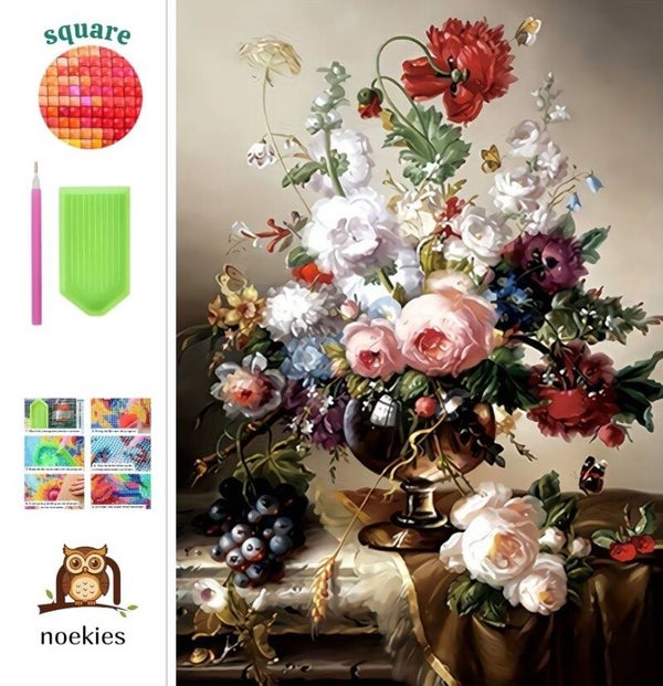 nr 42 Diamond painting boeket bloemen 50x40cm (vierkant)