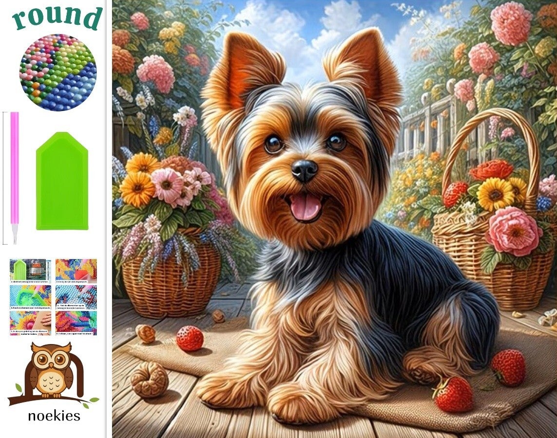 nr 574 Diamond Painting yorkshire terrier 20x20cm (rond)