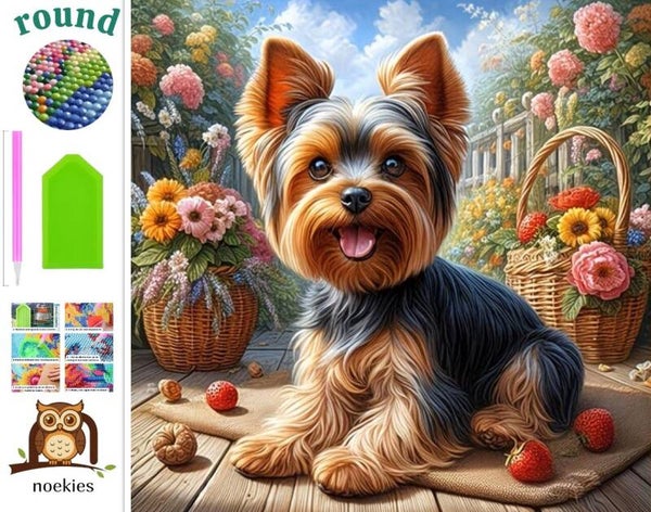 nr 574 Diamond Painting yorkshire terrier 20x20cm (rond)