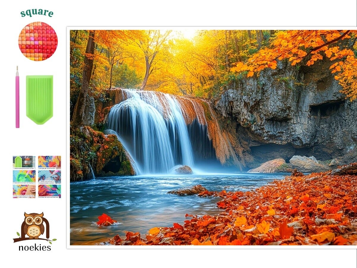 nr 188 Diamond Panting waterval 40x30cm (vierkant)