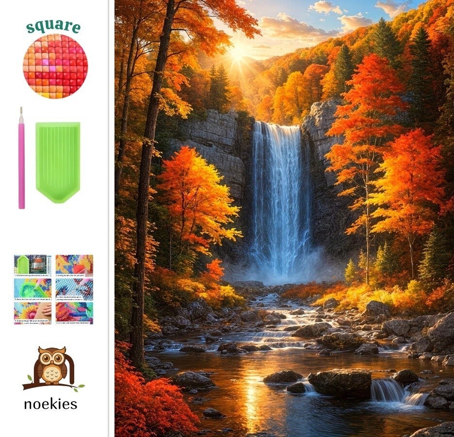 nr 177 Diamond Painting waterval bos 40x30cm (vierkant)