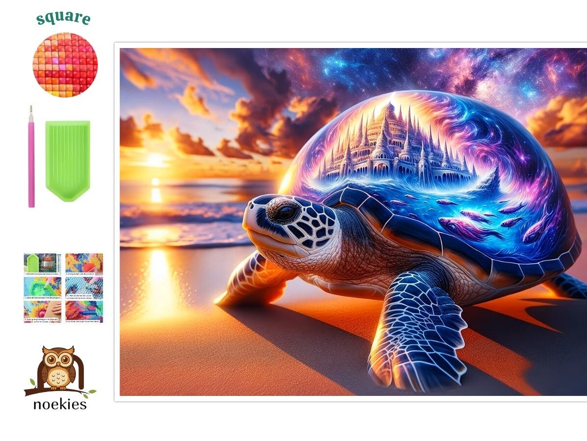 nr 187 Diamond Painting schildpad vissen 40x30cm (vierkant)