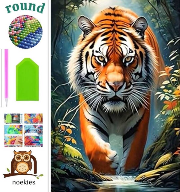 nr 404 Diamond Painting tijger 30x20cm (rond)