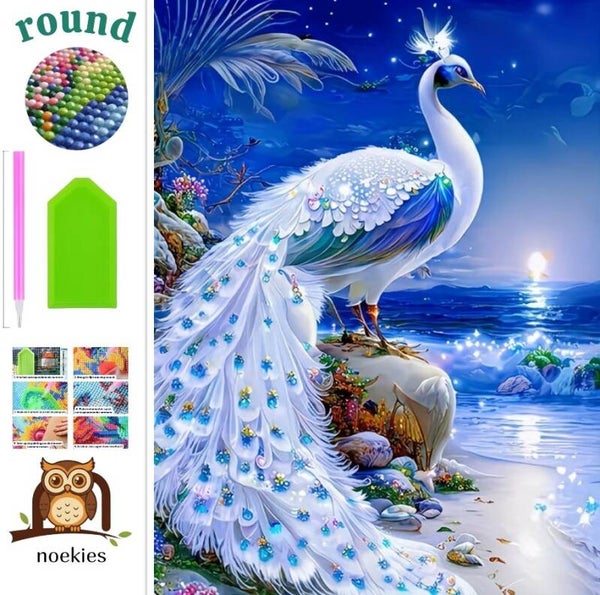 nr 97 Diamond Painting pauw aan zee 50x40cm (rond)