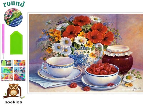 nr 2095 Diamond Painting high tea bloemen 30x20cm
